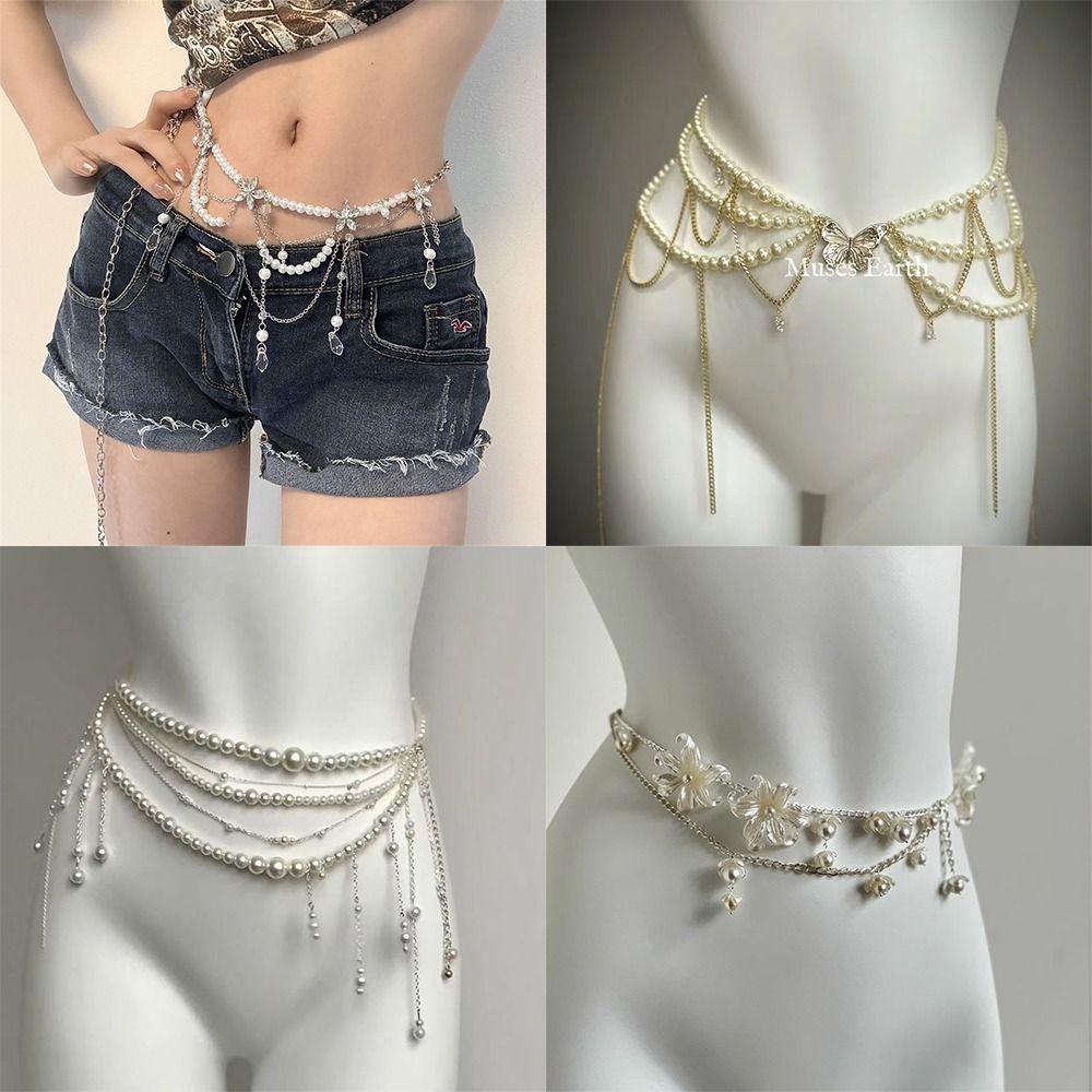 Body Jewelry Types - Модные элегантные жемчужные поясные цепочки, аксессуар
